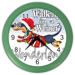 Weiner T- Shirt Walking In A Weiner Wonderland T- Shirt (1) Color Wall Clock by ZUXUMI