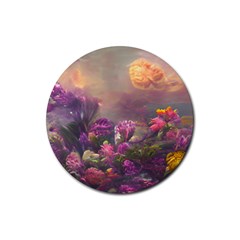 Floral Blossoms  Rubber Round Coaster (4 Pack) by Internationalstore