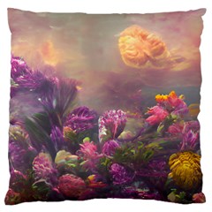 Floral Blossoms  Large Premium Plush Fleece Cushion Case (one Side) by Internationalstore