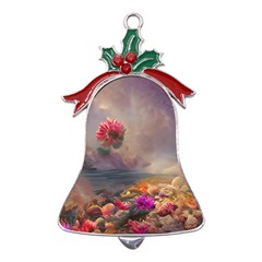 Floral Blossoms  Metal Holly Leaf Bell Ornament by Internationalstore