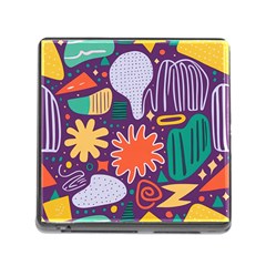 Colorful Shapes On A Purple Background Memory Card Reader (square 5 Slot) by LalyLauraFLM