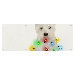 West Highland White Terrier Dog Snow T- Shirt West Highland White Terrier Dog Snow Reindeer Santa Ha Banner And Sign 8  X 3  by ZUXUMI
