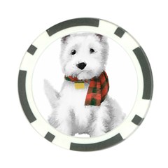 West Highland White Terrier T- Shirt Cute West Highland White Terrier Drawing T- Shirt Poker Chip Card Guard by ZUXUMI