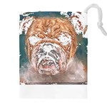 Bulldog T- Shirt Painting Of A Bulldog With Angry Face T- Shirt Drawstring Pouch (4XL) Front