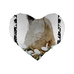 White Wolf T- Shirtwhite Wolf Howling T- Shirt Standard 16  Premium Flano Heart Shape Cushions by ZUXUMI