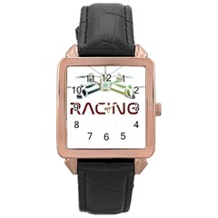 Drone Racing Gift T- Shirt Distressed F P V Drone Racing Drone Racer Pilot Pattern T- Shirt (1) Rose Gold Leather Watch  by ZUXUMI