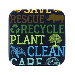 Earth Day T- Shirt Save Bees Rescue Animals Recycle Plastic Earth Day T- Shirt Square Metal Box (black) by ZUXUMI