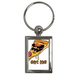 Eat Me T- Shirtscary Pizza Slice Sceaming Eat Me T- Shirt Key Chain (rectangle) by ZUXUMI
