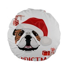 English Bulldog T- Shirt English Bulldog Merry Christmas T- Shirt (4) Standard 15  Premium Flano Round Cushions by ZUXUMI