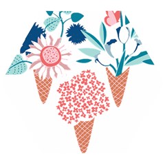 Flowers And Leaves T- Shirt Midsummer I Scream Flower Cones    Print    Pink Coral Aqua And Teal Flo Wooden Puzzle Hexagon by ZUXUMI
