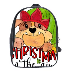 Bulldog T- Shirt Bulldog In Elf Hat T- Shirt School Bag (xl)