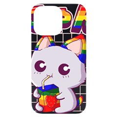 Gay Pride T- Shirt Gay Pride Kawaii Cat Strawberry Milk Rainbow Flag T- Shirt Iphone 14 Pro Max Black Uv Print Case by ZUXUMI