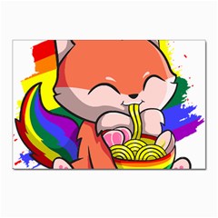 Gay Pride T- Shirt Gay Pride Kawaii Fox Ramen Noodles Rainbow Flag T- Shirt Postcards 5  X 7  (pkg Of 10) by ZUXUMI