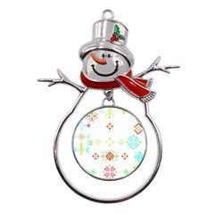 Christmas Cross Stitch Pattern Effect Holidays Symmetry Metal Snowman Ornament by Sarkoni