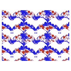 Bat Pattern T- Shirt White Bats And Bows Red Blue T- Shirt Two Sides Premium Plush Fleece Blanket (extra Small) by EnriqueJohnson