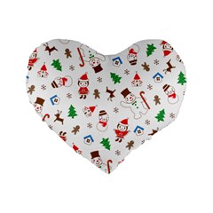 Christmas Santa Claus Pattern Standard 16  Premium Flano Heart Shape Cushions by Sarkoni