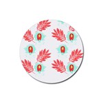 Batik T- Shirt Batik Flowers Pattern 17 Rubber Coaster (Round)