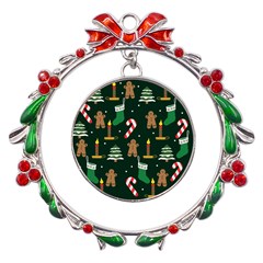 Pattern Christmas Gift Metal X mas Wreath Ribbon Ornament by uniart180623