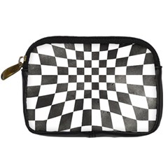 Checkerboard T- Shirt Watercolor Psychedelic Checkerboard T- Shirt Digital Camera Leather Case by EnriqueJohnson