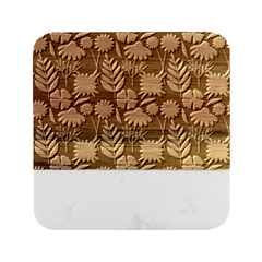 Flower Grey Pattern Floral Marble Wood Coaster (square)
