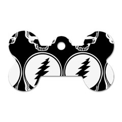 Black And White Deadhead Grateful Dead Steal Your Face Pattern Dog Tag Bone (two Sides) by Sarkoni