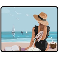 Rest By The Sea Two Sides Fleece Blanket (medium) by SychEva