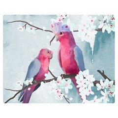 Watercolor Parrot Two Sides Premium Plush Fleece Blanket (medium) by SychEva