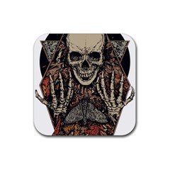 Gray And Multicolored Skeleton Illustration Rubber Coaster (square) by uniart180623
