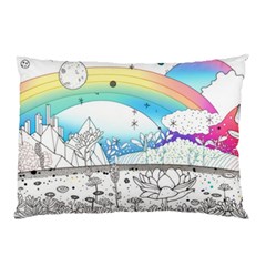 Rainbow Fun Cute Minimal Doodle Drawing Pillow Case (two Sides) by uniart180623