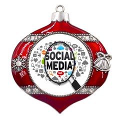 Social Media Computer Internet Typography Text Poster Metal Snowflake And Bell Red Ornament by Ket1n9