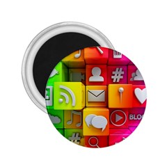 Colorful 3d Social Media 2 25  Magnets by Ket1n9