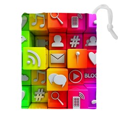 Colorful 3d Social Media Drawstring Pouch (4xl) by Ket1n9