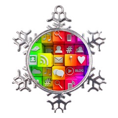 Colorful 3d Social Media Metal Large Snowflake Ornament by Ket1n9
