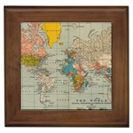 Vintage World Map Framed Tile Front