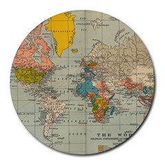 Vintage World Map Round Mousepad by Ket1n9