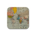 Vintage World Map Rubber Square Coaster (4 pack)