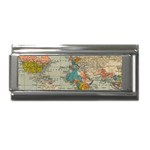Vintage World Map Superlink Italian Charm (9mm)