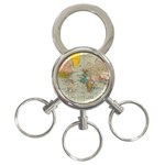 Vintage World Map 3-Ring Key Chain