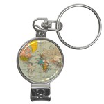 Vintage World Map Nail Clippers Key Chain