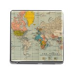 Vintage World Map Memory Card Reader (Square 5 Slot)