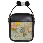 Vintage World Map Girls Sling Bag