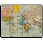 Vintage World Map Two Sides Fleece Blanket (Medium)