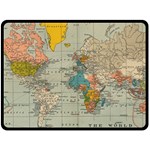 Vintage World Map Two Sides Fleece Blanket (Large)