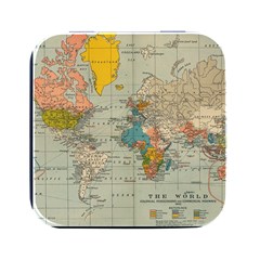 Vintage World Map Square Metal Box (black) by Ket1n9