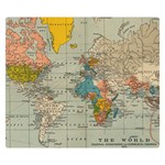 Vintage World Map Premium Plush Fleece Blanket (Small)