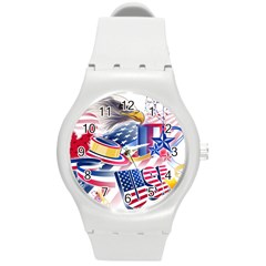 United States Of America Usa  Images Independence Day Round Plastic Sport Watch (m) by Ket1n9