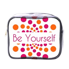 Be Yourself Pink Orange Dots Circular Mini Toiletries Bag (one Side) by Ket1n9
