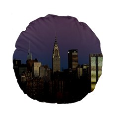 Skyline-city-manhattan-new-york Standard 15  Premium Flano Round Cushions by Ket1n9