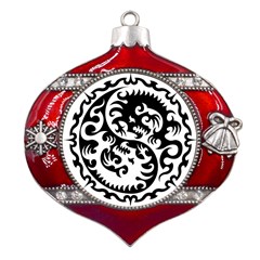 Ying Yang Tattoo Metal Snowflake And Bell Red Ornament by Ket1n9