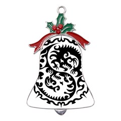 Ying Yang Tattoo Metal Holly Leaf Bell Ornament by Ket1n9